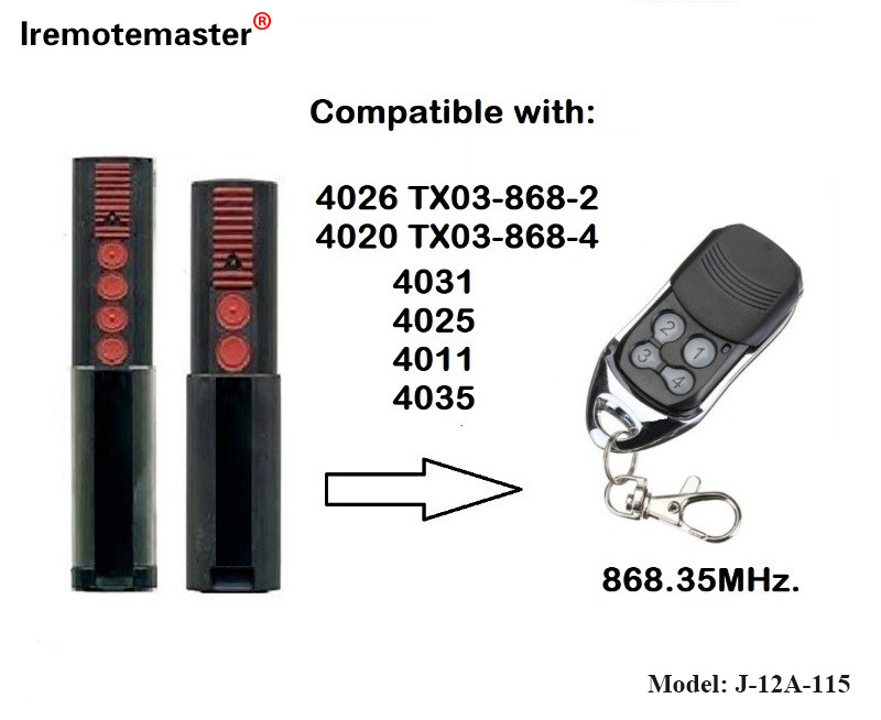 4020 4026 TX03-868-4 အဝေးထိန်းခလုတ်အတွက် 868mhz TX03-8-4 Rolling Code